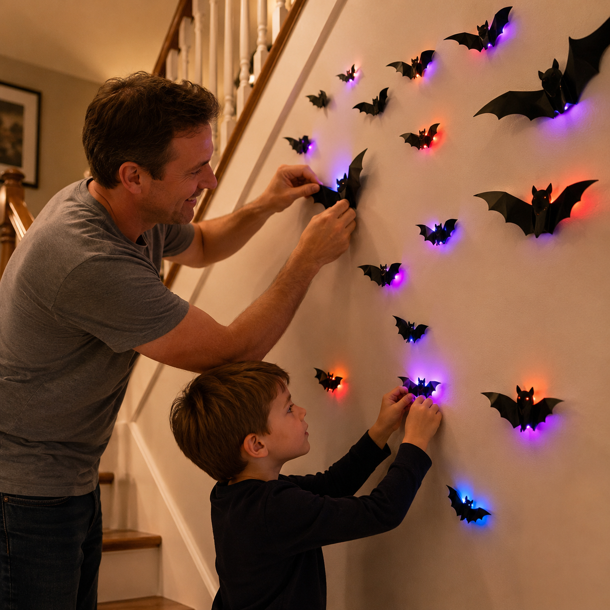 Festive 3D Halloween Bat Decor Set – 36 Pieces