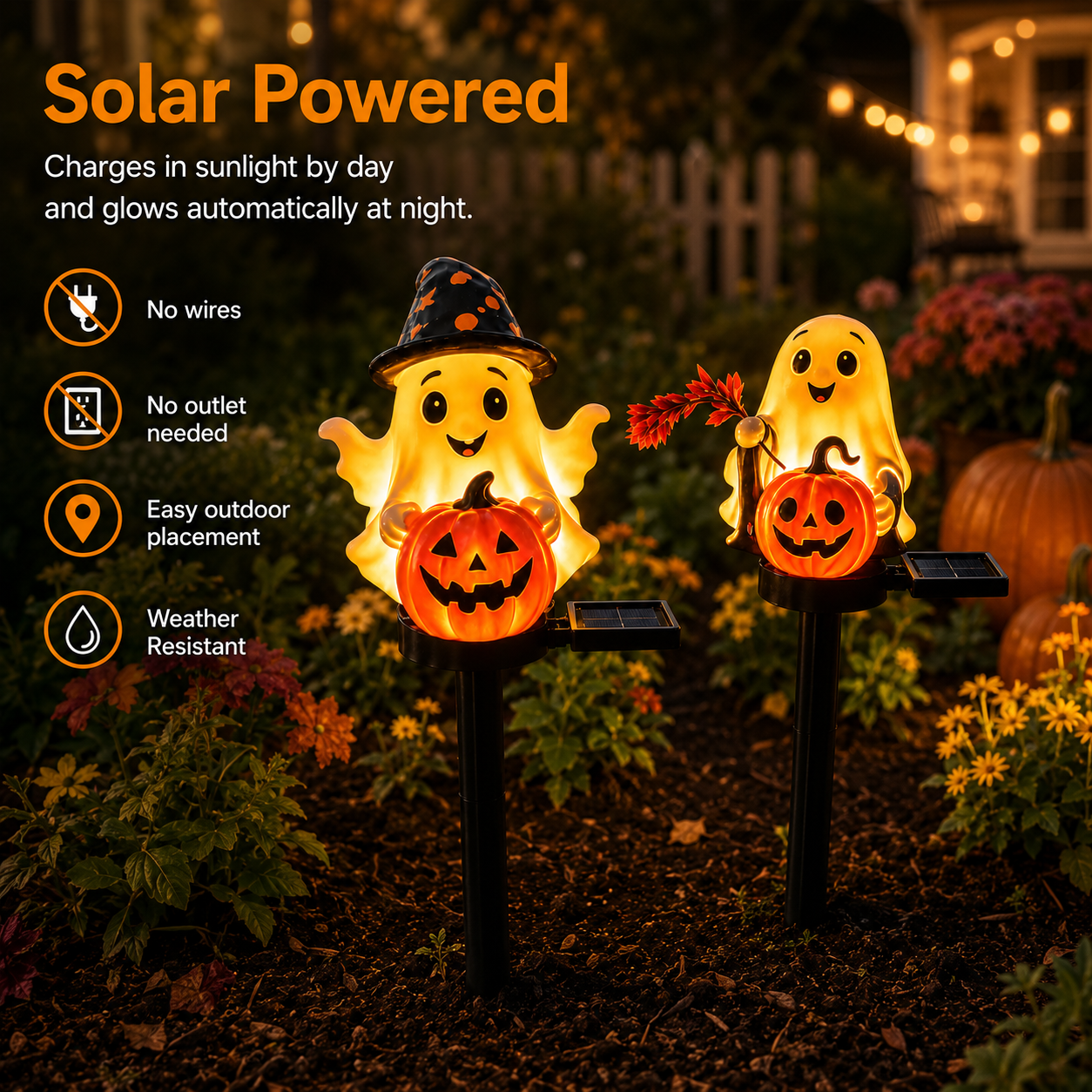 October Hollow Solar Ghost Garden Lights