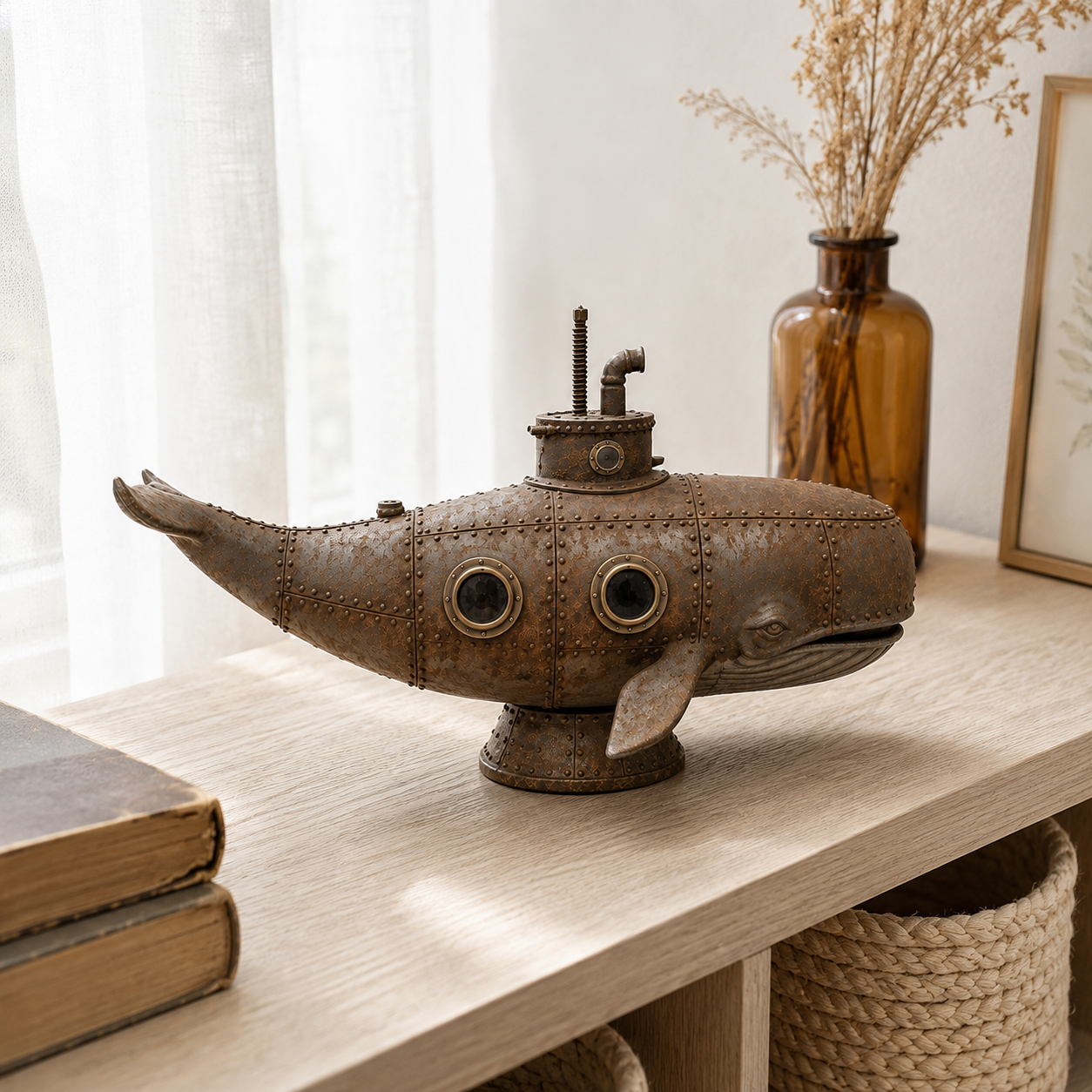 Vintage Mechanical Whale Sculpture