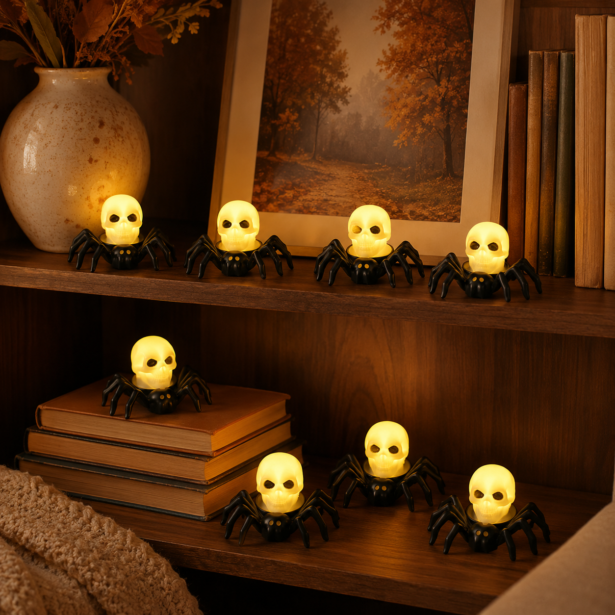 Halloween Spider Glow Lights — Set Of 12