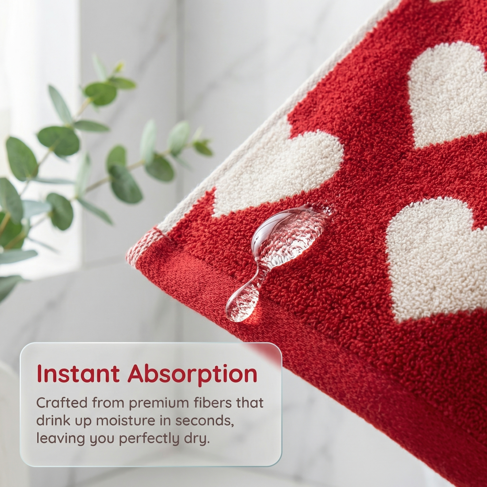 "Heart Patterned Soft Red Cotton Towels – Perfect for Home & Bathroom Décor"