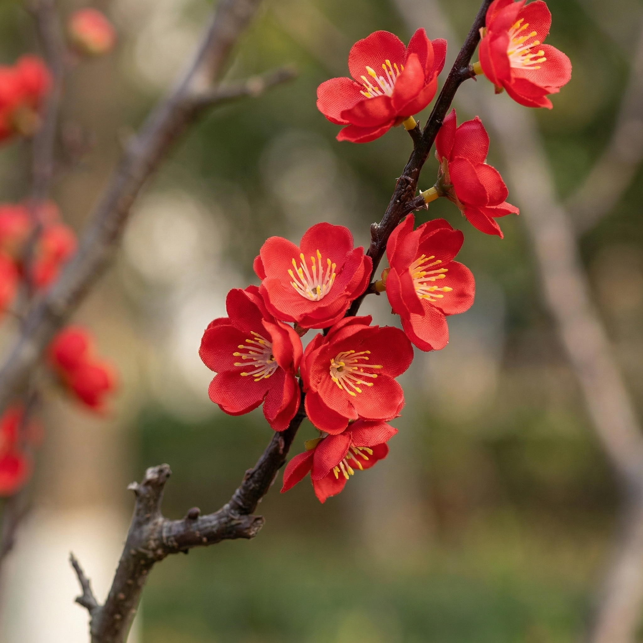 "Elegant Faux Plum Blossom Branch - Perfect for Home & Festival Decor"