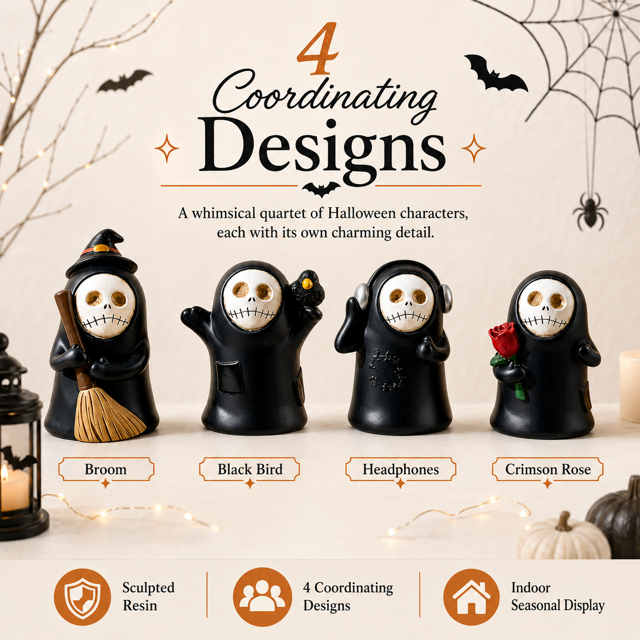 Whimsical Halloween Reapers – Set of 4