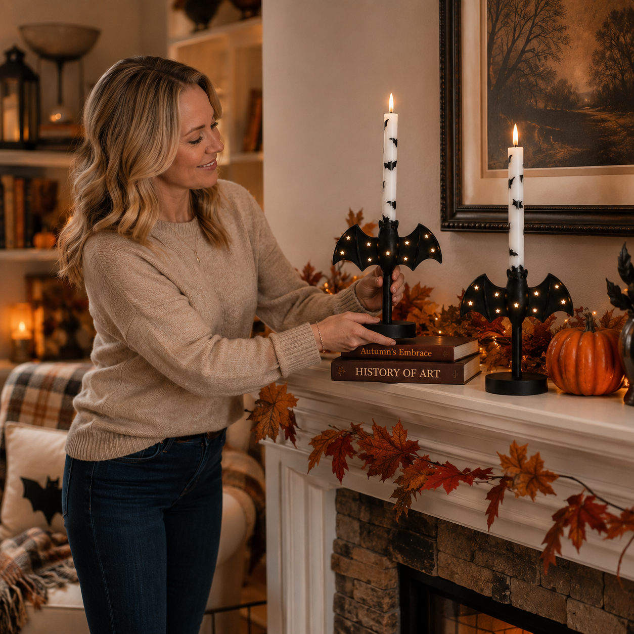 Starlit Bat Candleholders — Set of 2