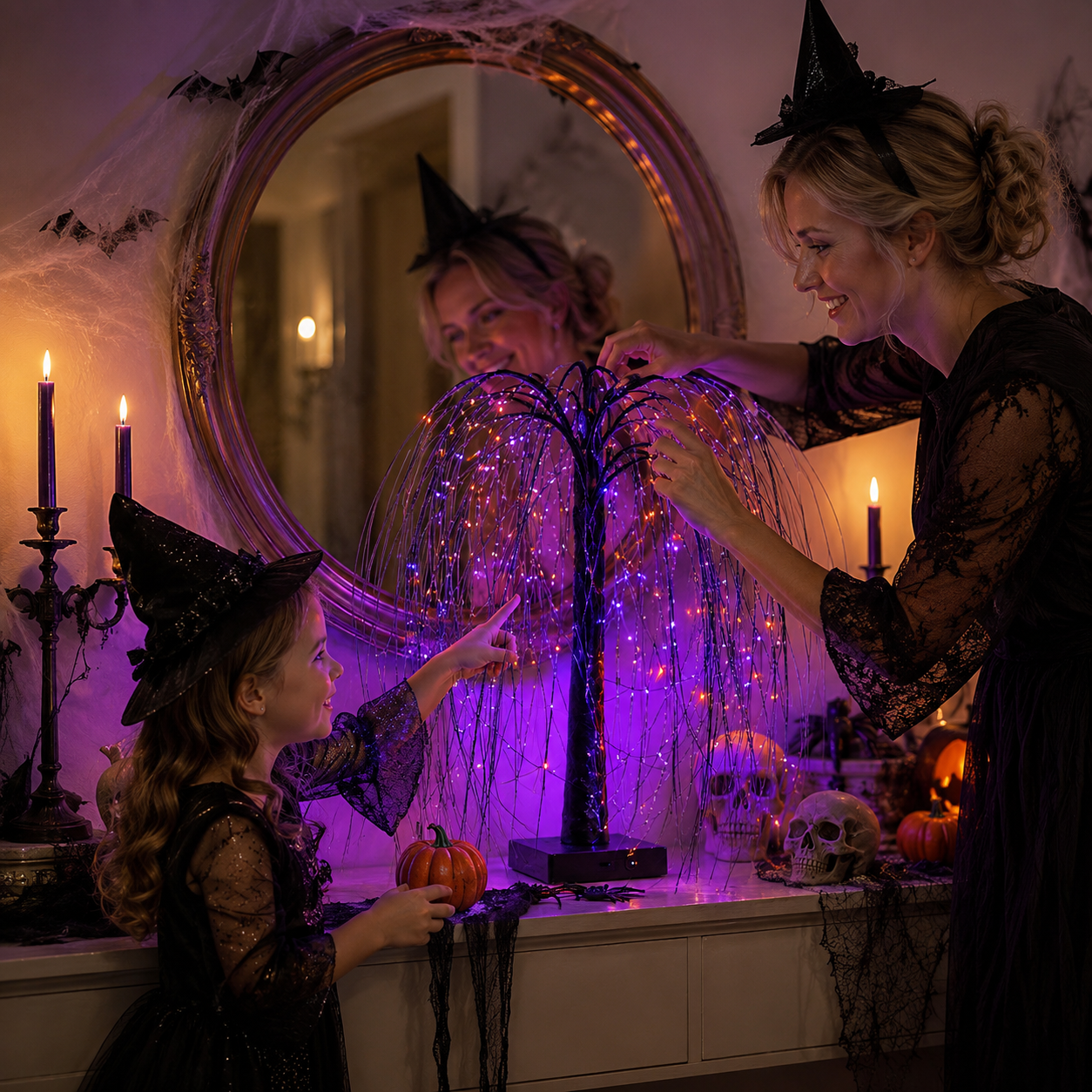Midnight Willow Halloween Light Tree