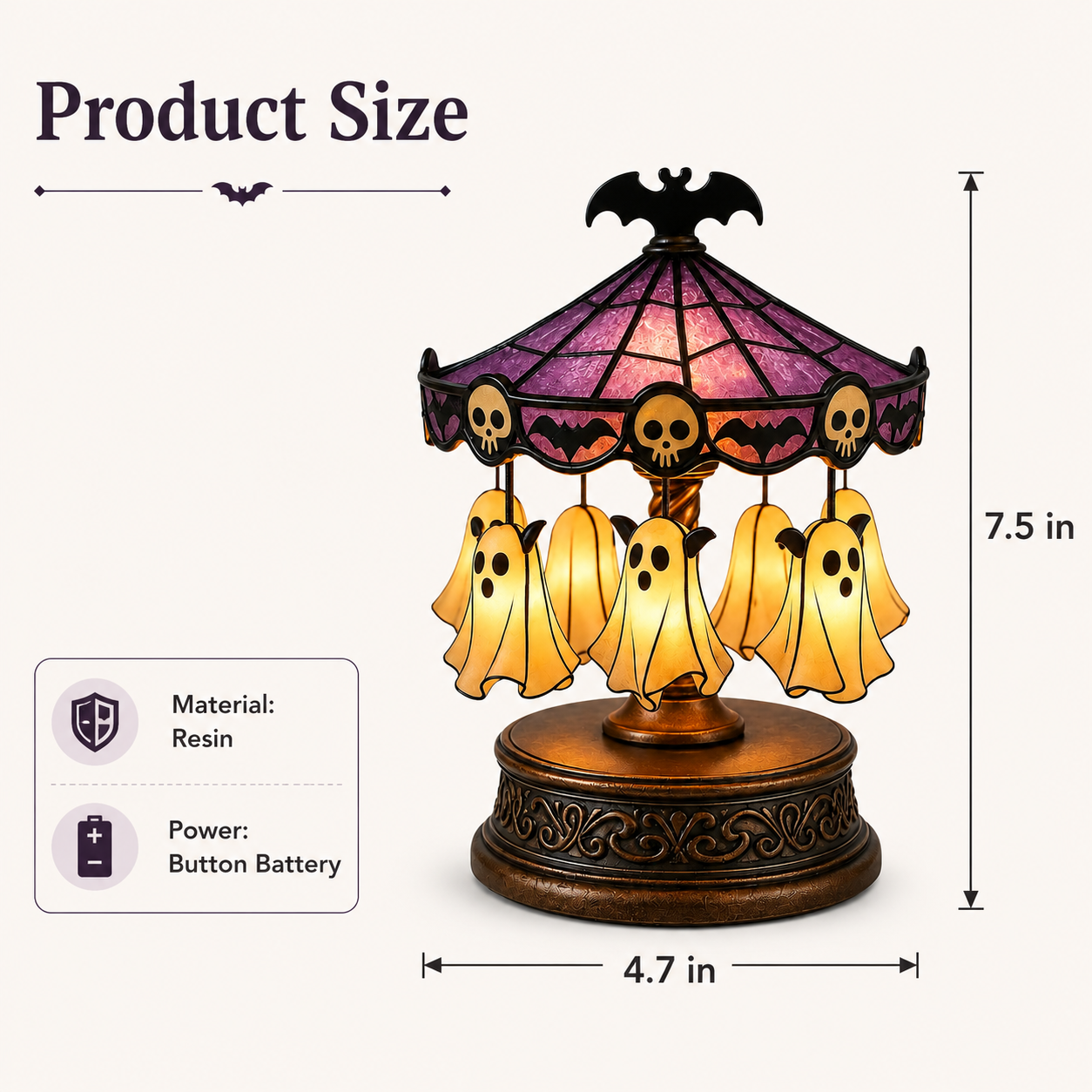 Enchanted Halloween Ghost Carousel Lamp