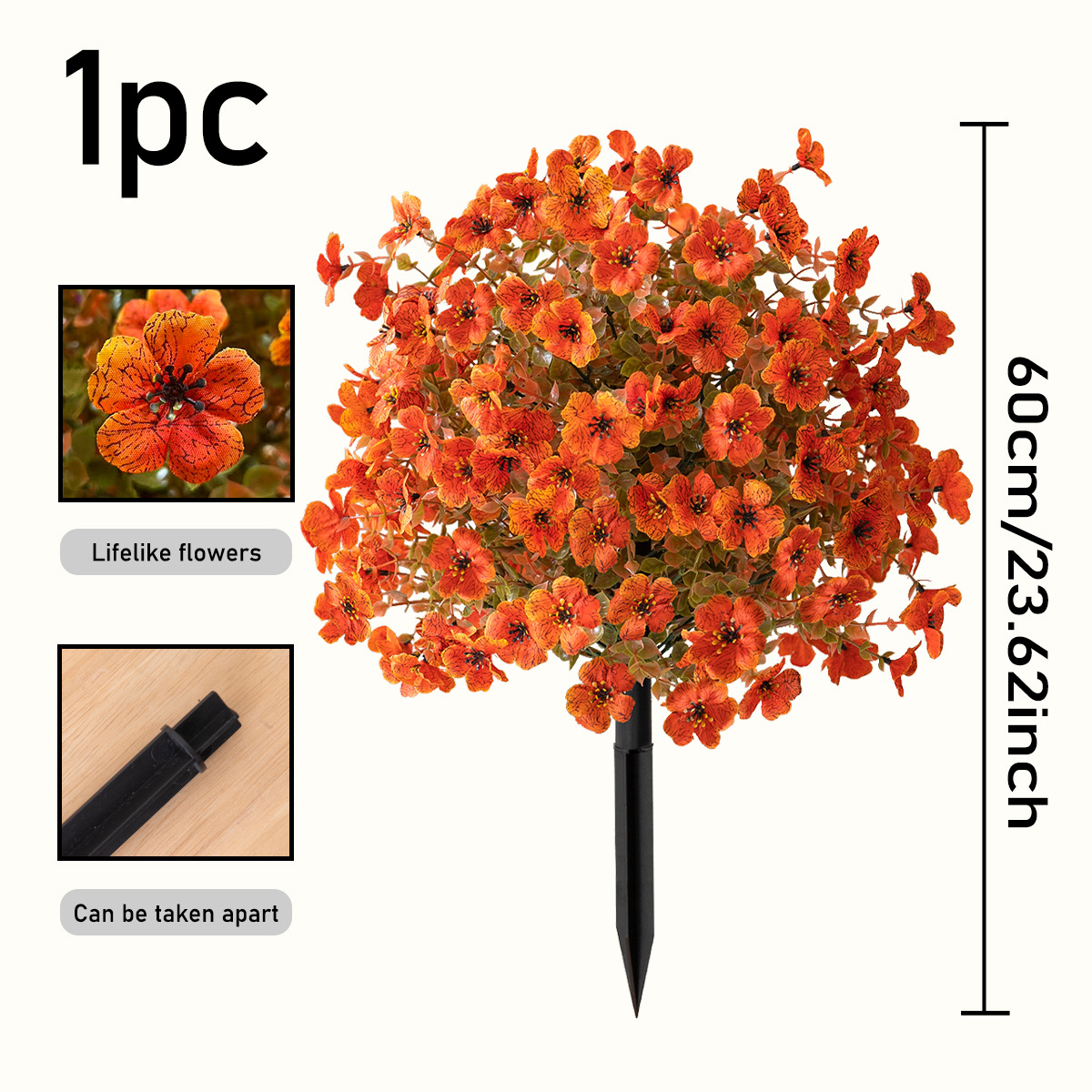 Outdoor Artificial Flower Ball Garden Stakes – Waterproof,Windproof,UV Resistant Outdoor Faux Floral Decor