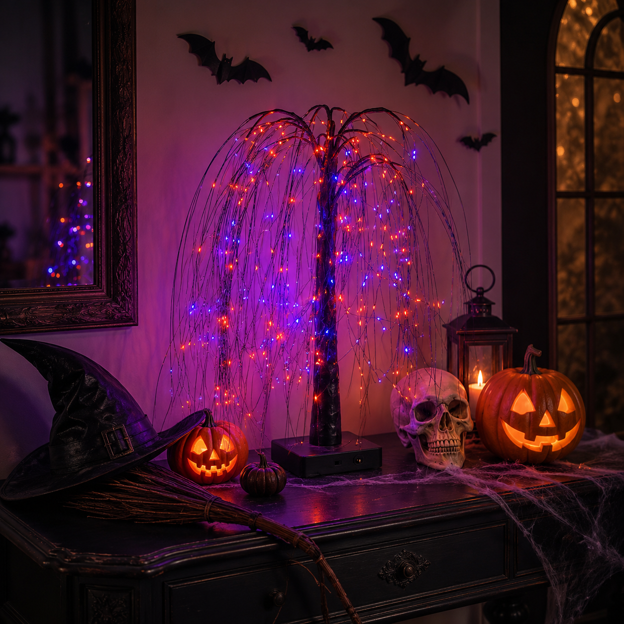 Midnight Willow Halloween Light Tree