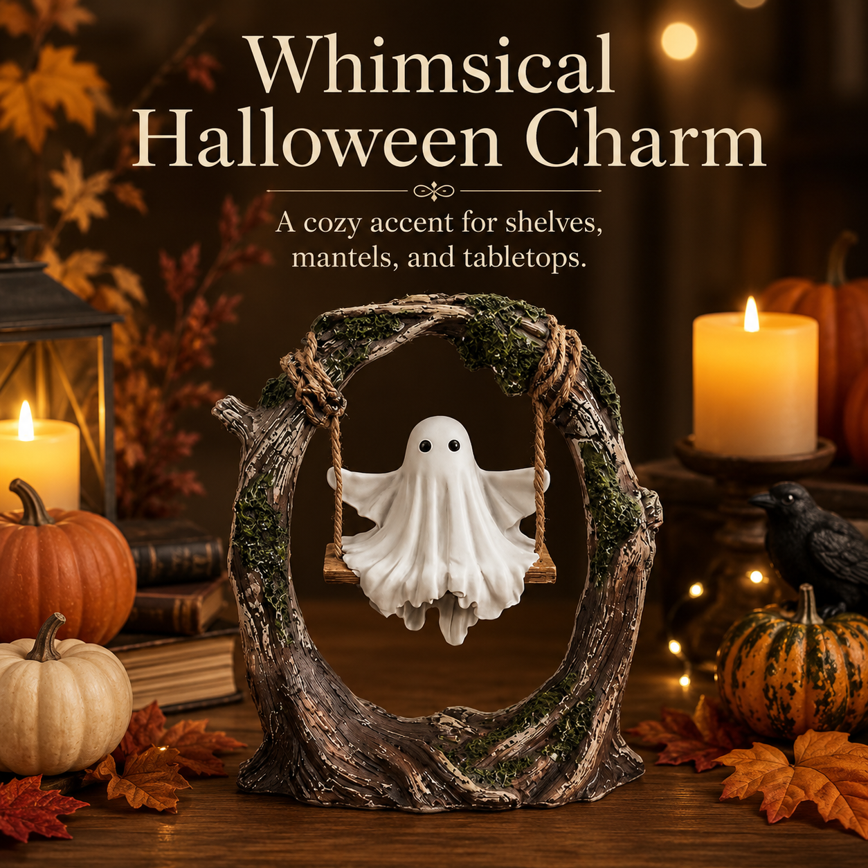 Enchanted Woodland Ghost Swing Sculpture