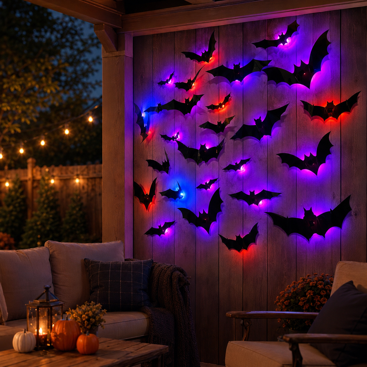 Festive 3D Halloween Bat Decor Set – 36 Pieces