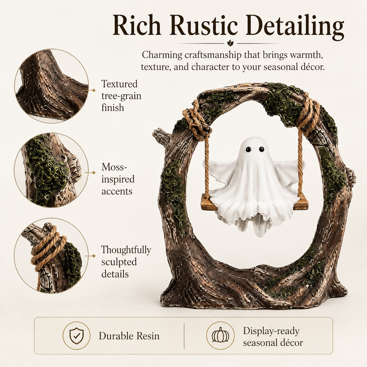 Enchanted Woodland Ghost Swing Sculpture