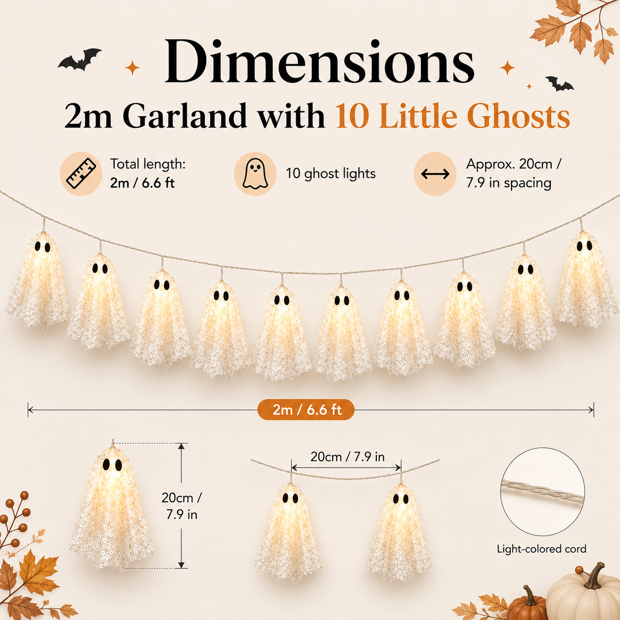Luminous Ghost Garland — Set Of 10