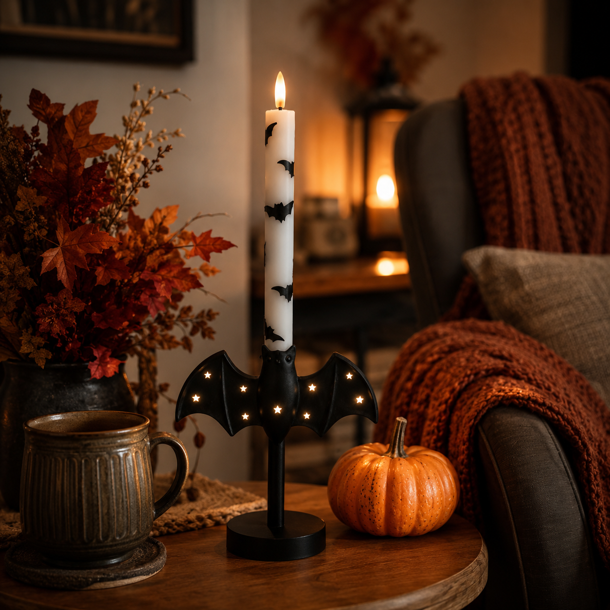 Starlit Bat Candleholders — Set of 2