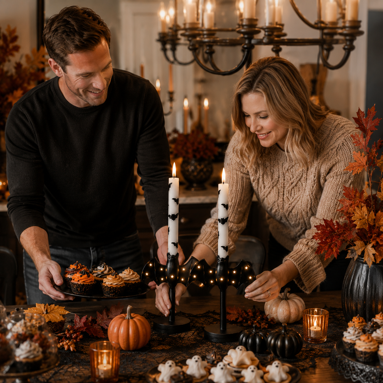 Starlit Bat Candleholders — Set of 2