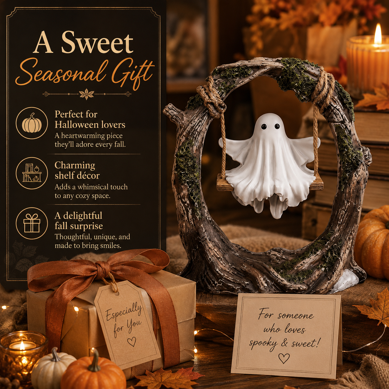 Enchanted Woodland Ghost Swing Sculpture