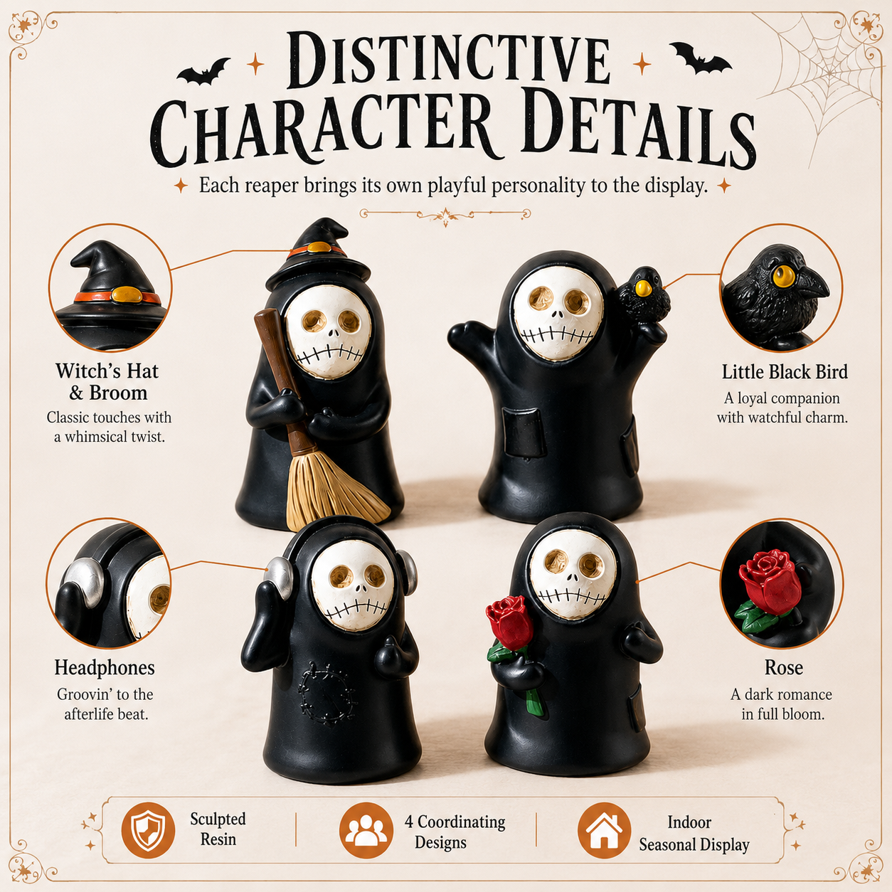 Whimsical Halloween Reapers – Set of 4