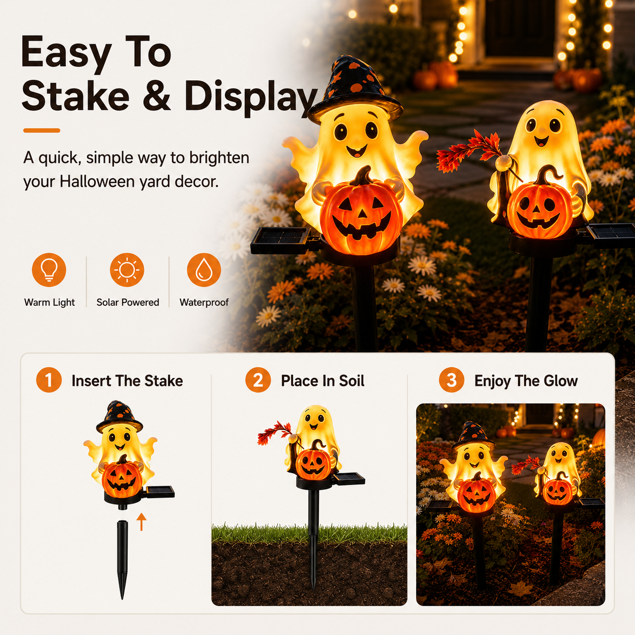October Hollow Solar Ghost Garden Lights