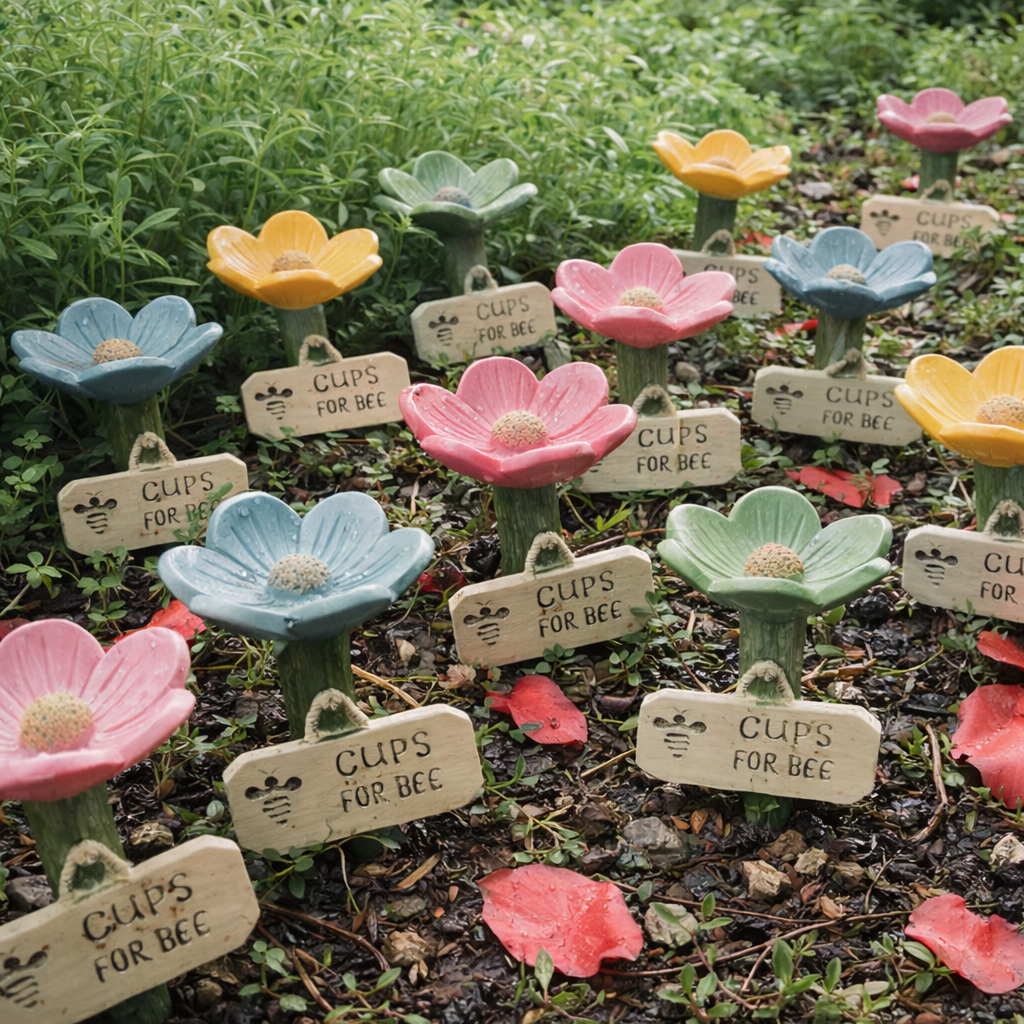 Flower-Shaped Ceramic Bee Watering Station