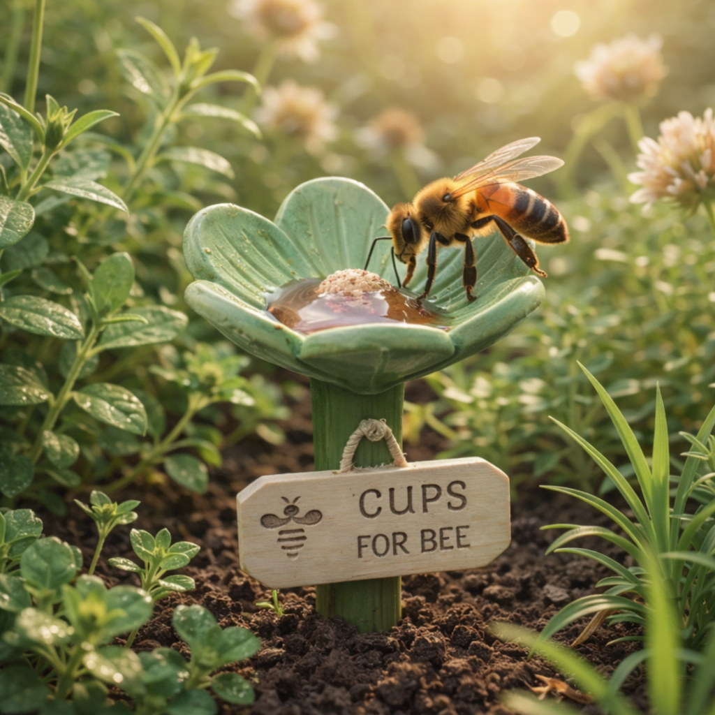 Flower-Shaped Ceramic Bee Watering Station