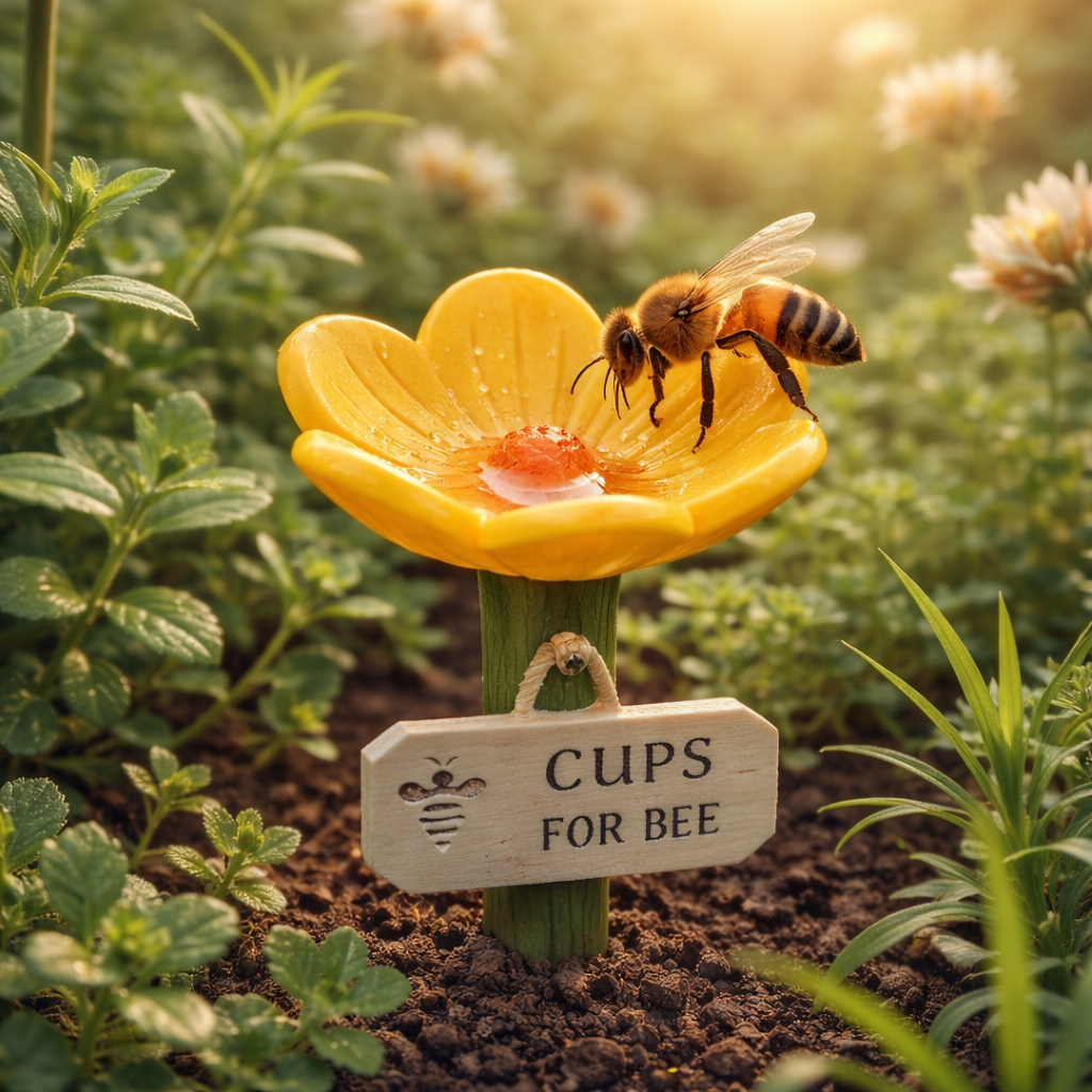 Flower-Shaped Ceramic Bee Watering Station