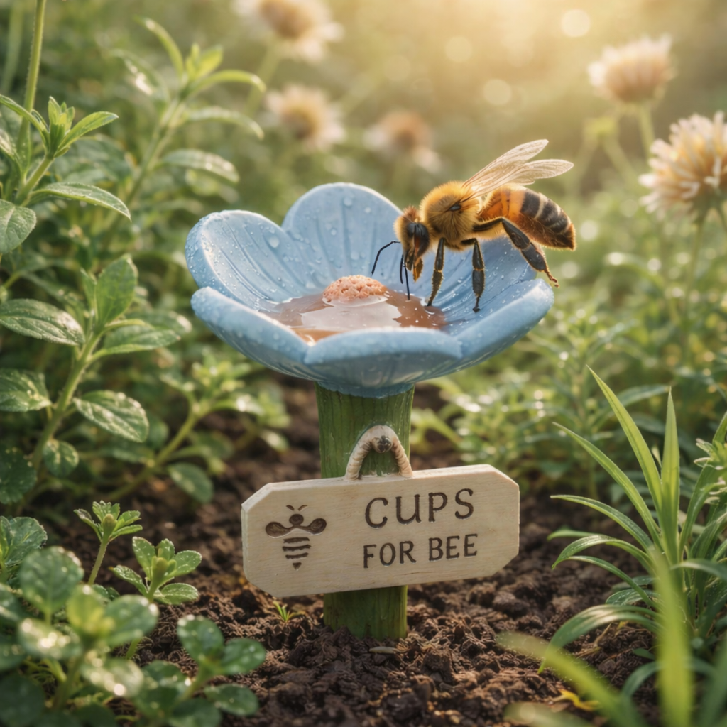 Flower-Shaped Ceramic Bee Watering Station (Random Color)