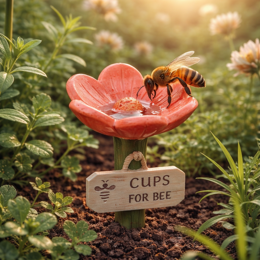 Flower-Shaped Ceramic Bee Watering Station