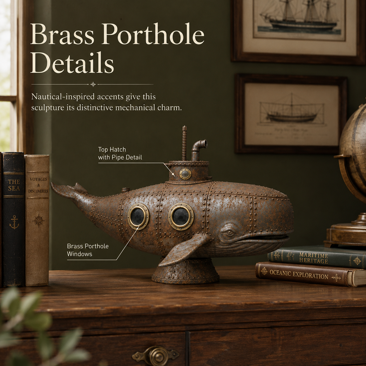 Vintage Mechanical Whale Sculpture