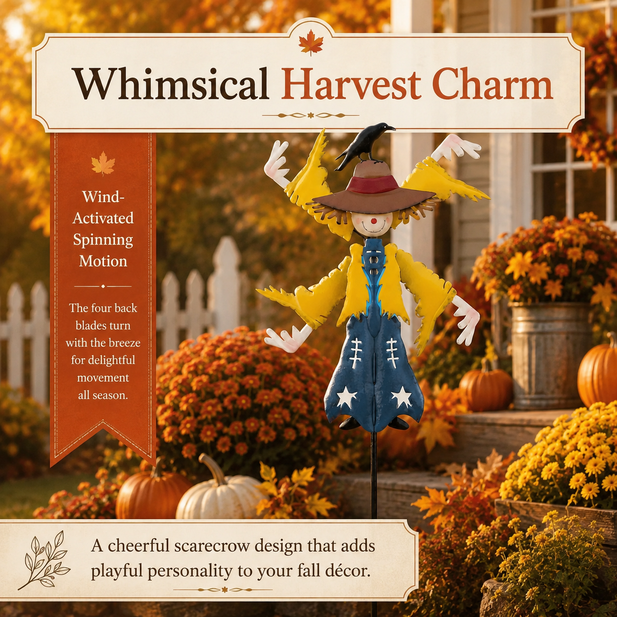 Harvest Scarecrow Wind Spinner