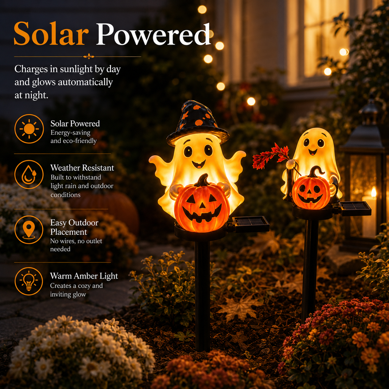 October Hollow Solar Ghost Garden Lights