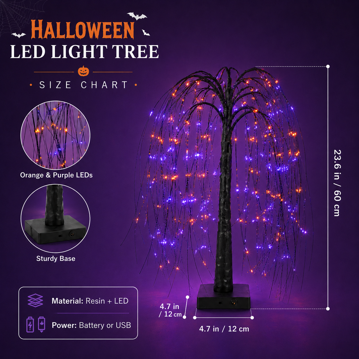 Midnight Willow Halloween Light Tree