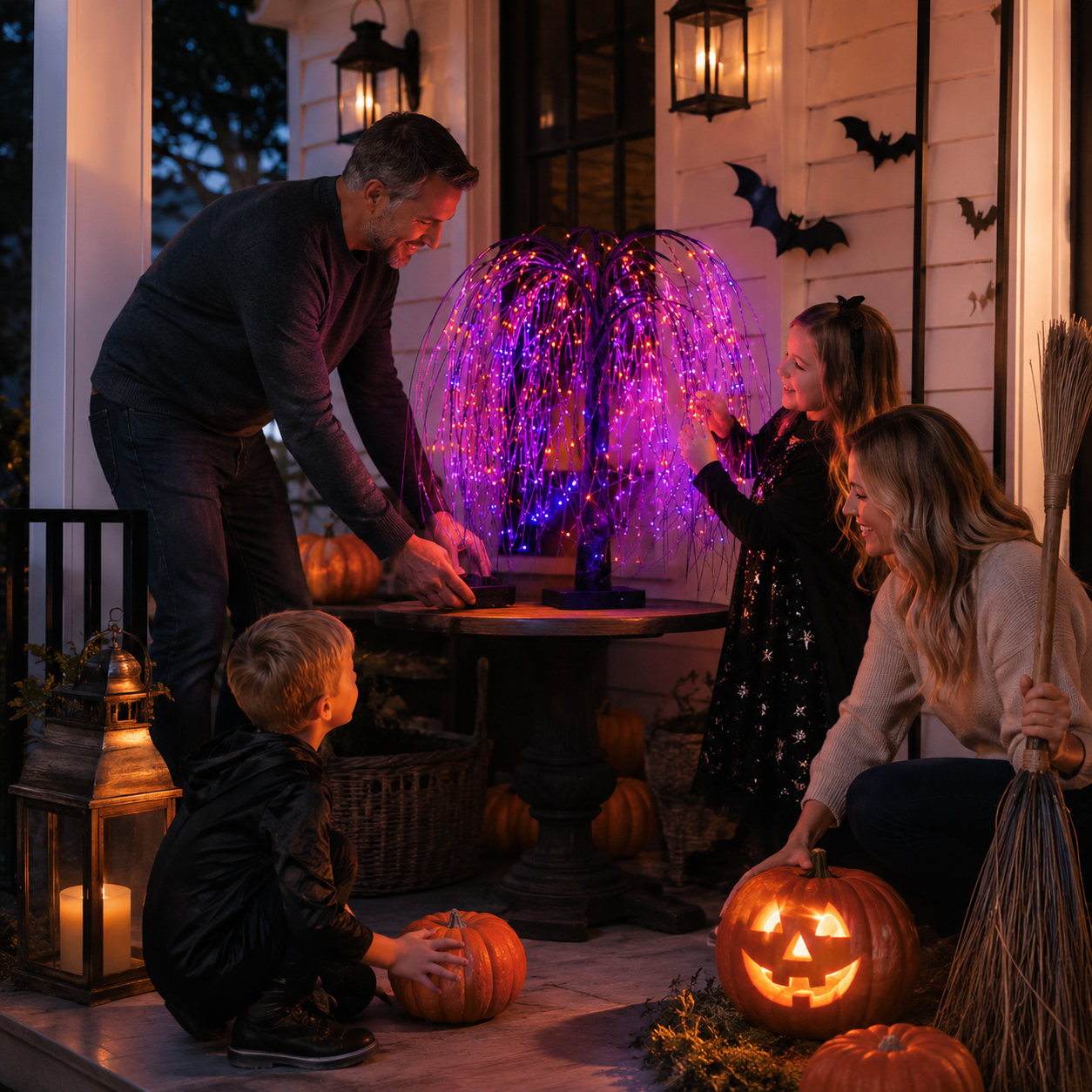 Midnight Willow Halloween Light Tree