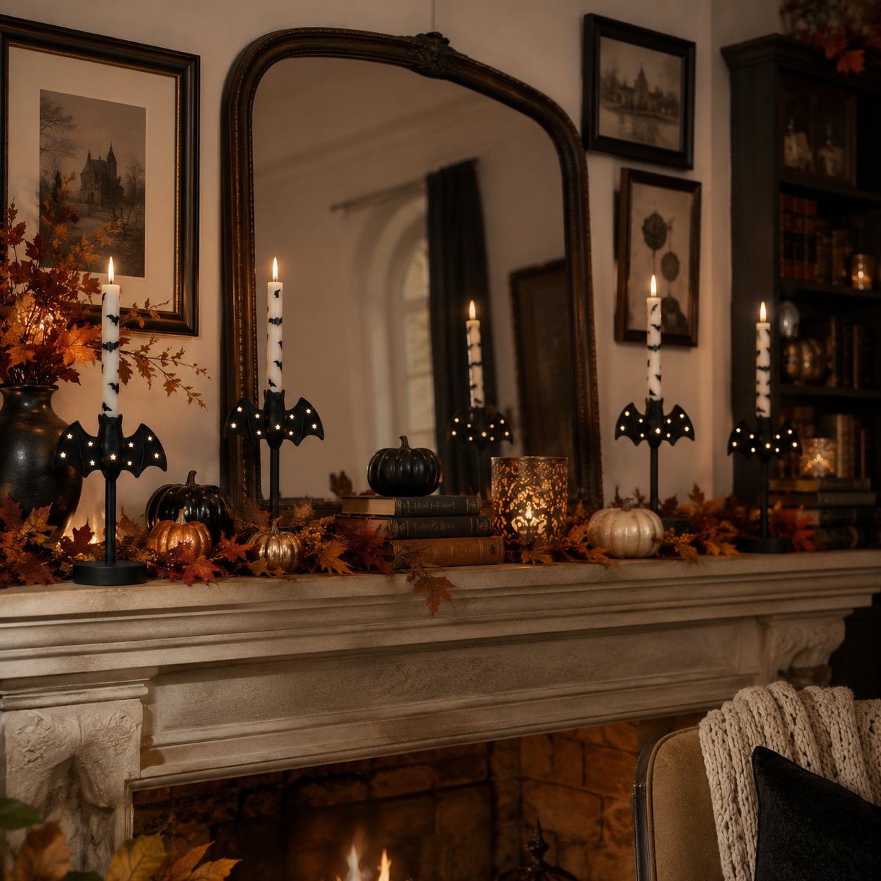 Starlit Bat Candleholders — Set of 2