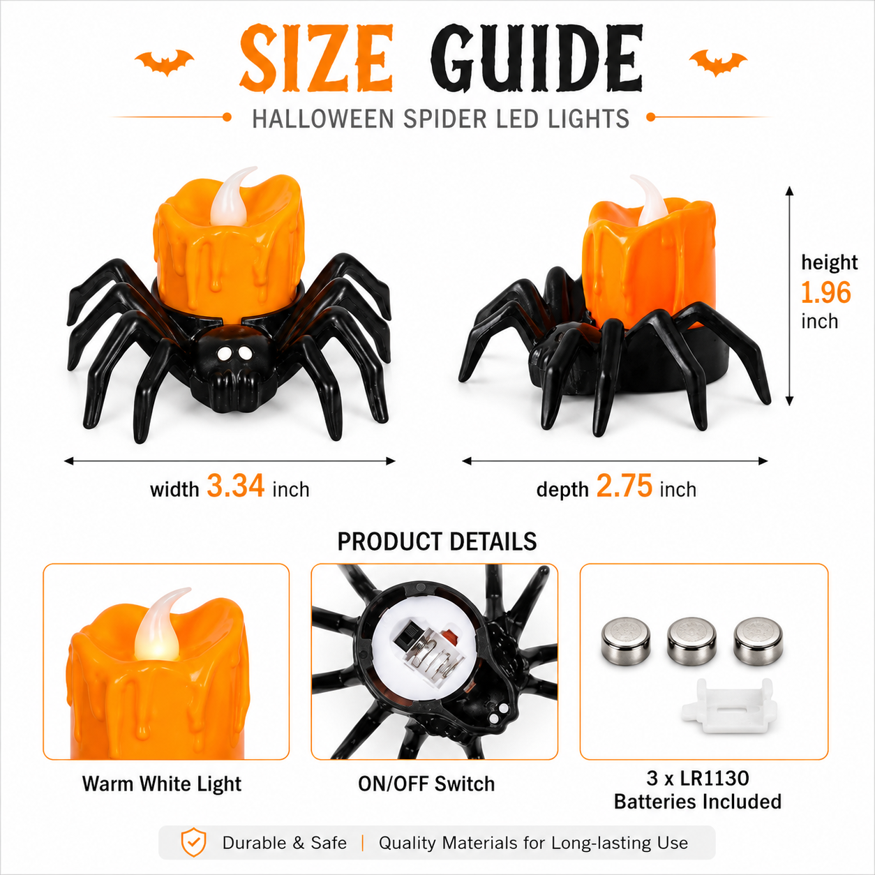 Halloween Spider Glow Lights — Set Of 12