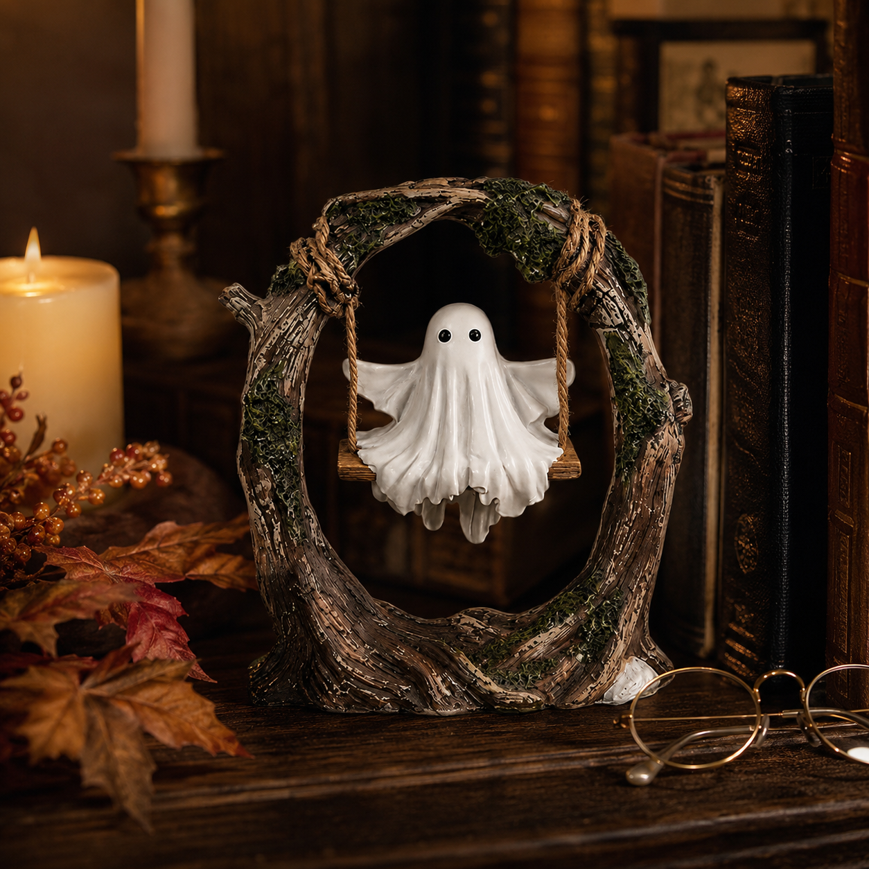Enchanted Woodland Ghost Swing Sculpture