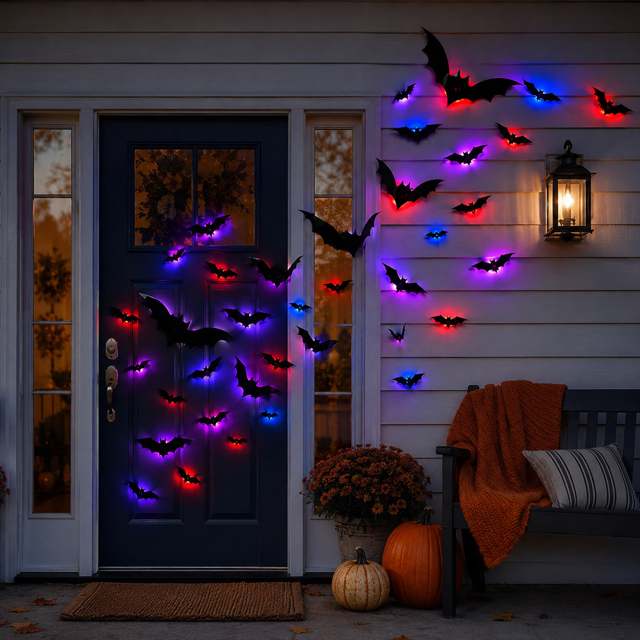 Festive 3D Halloween Bat Decor Set – 36 Pieces