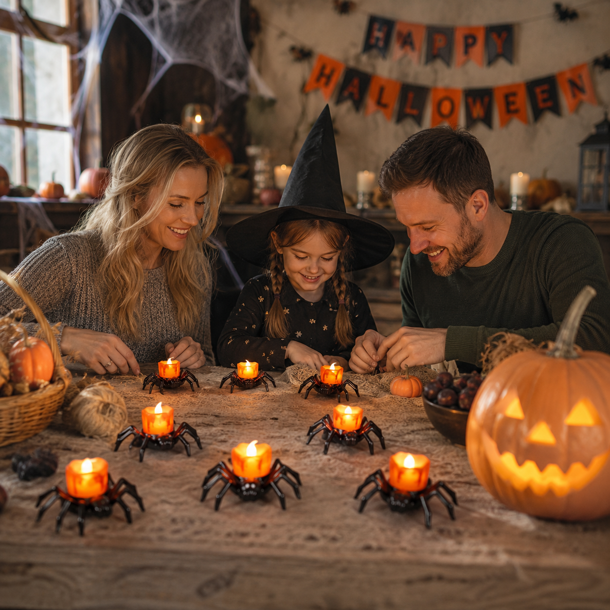 Halloween Spider Glow Lights — Set Of 12