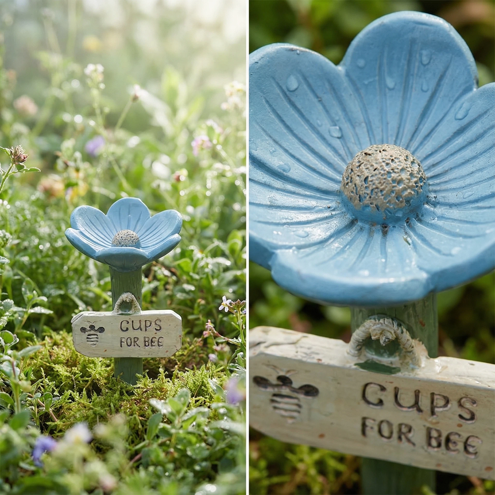 Flower-Shaped Ceramic Bee Watering Station