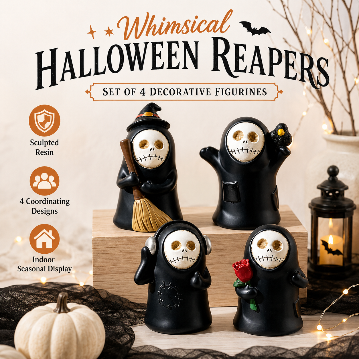 Whimsical Halloween Reapers – Set of 4