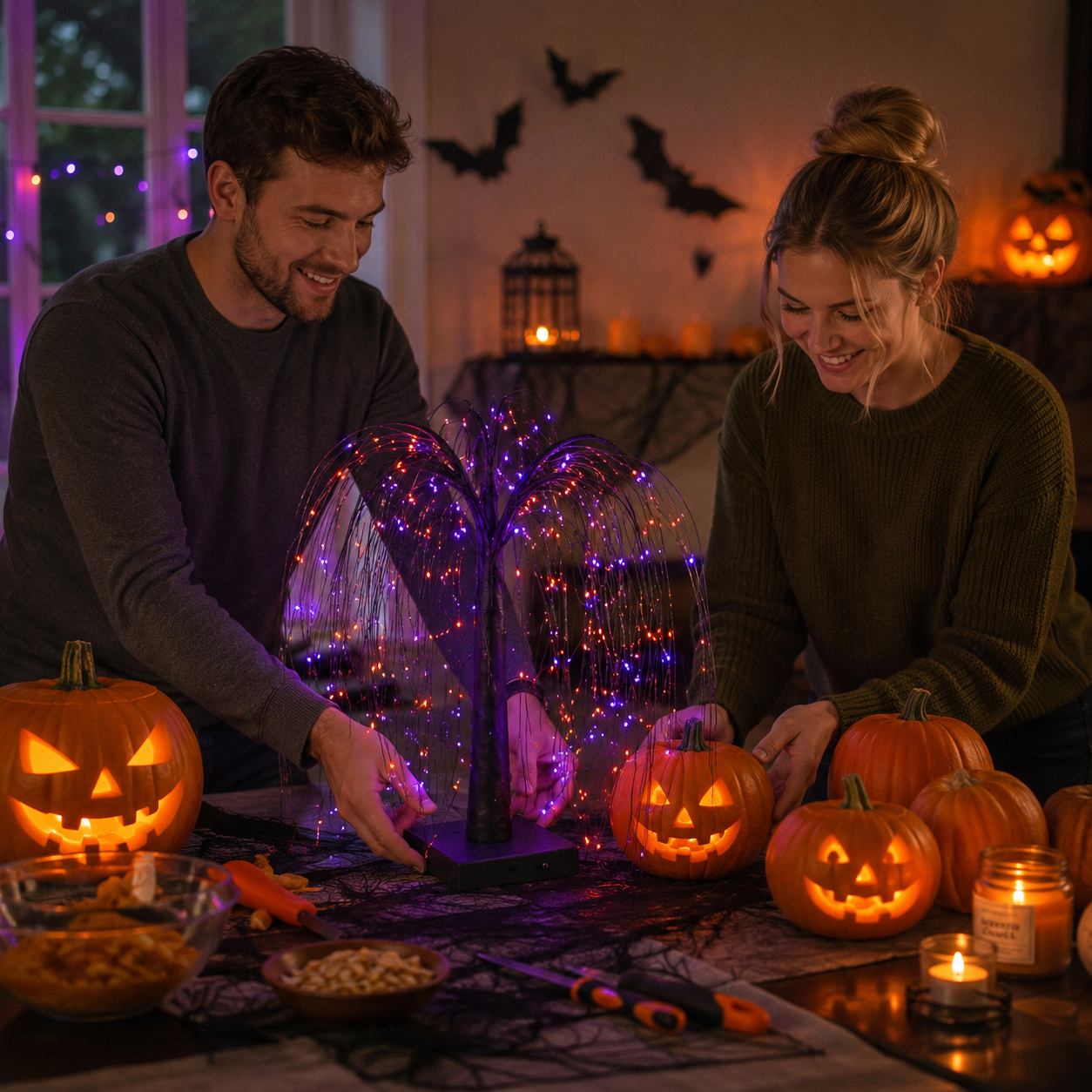 Midnight Willow Halloween Light Tree