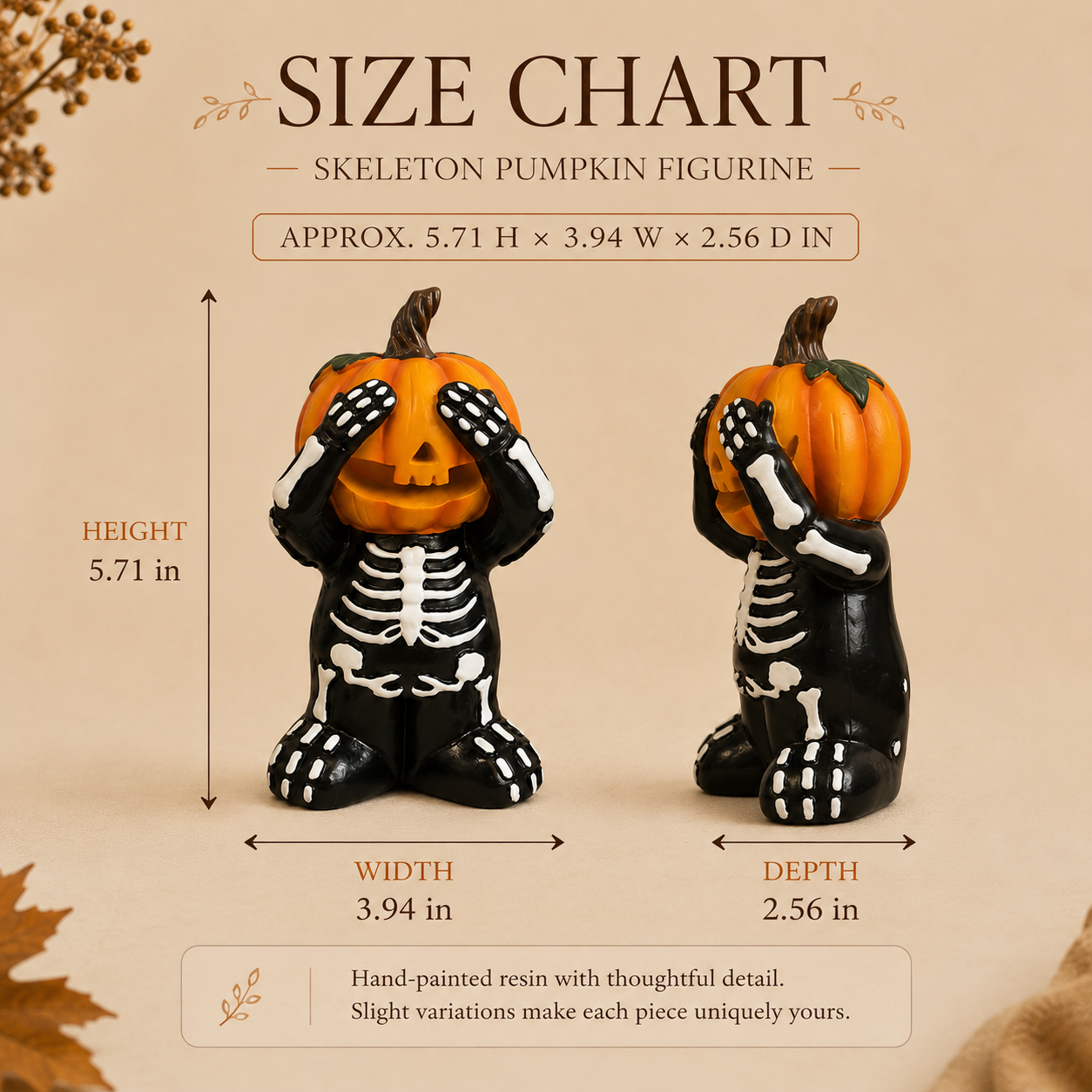 Pumpkin Mischief Skeleton Figurine