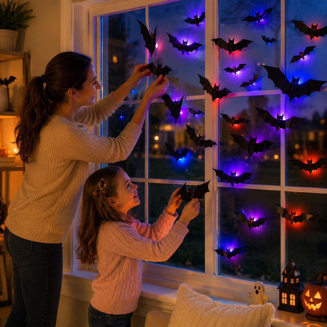Festive 3D Halloween Bat Decor Set – 36 Pieces