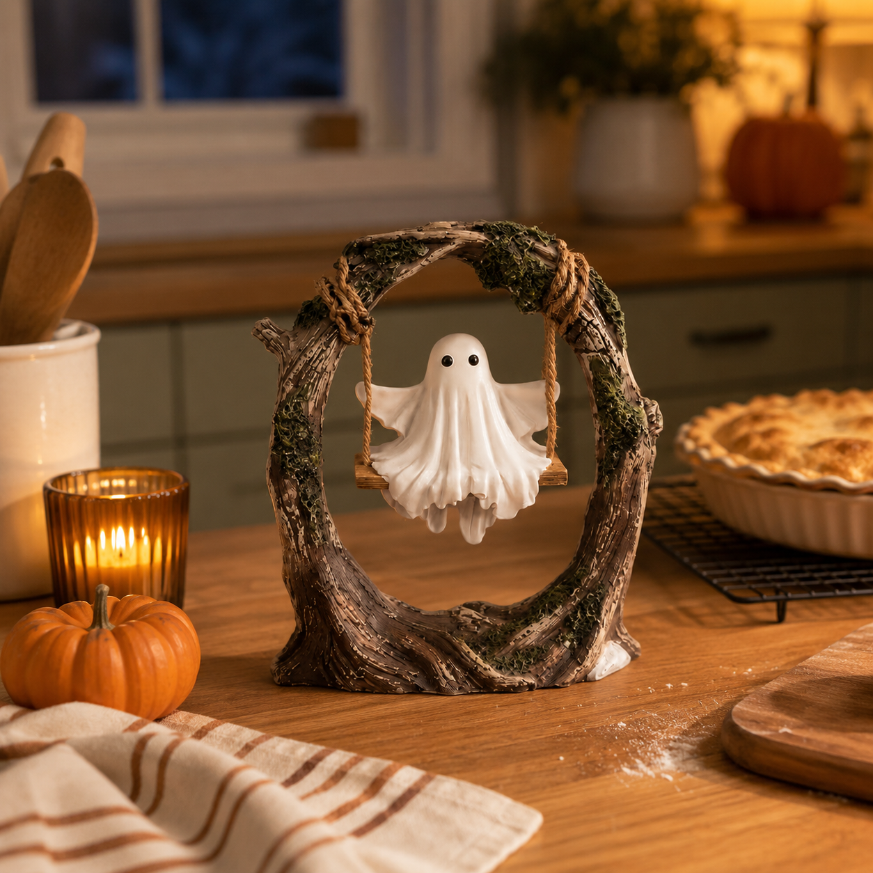 Enchanted Woodland Ghost Swing Sculpture