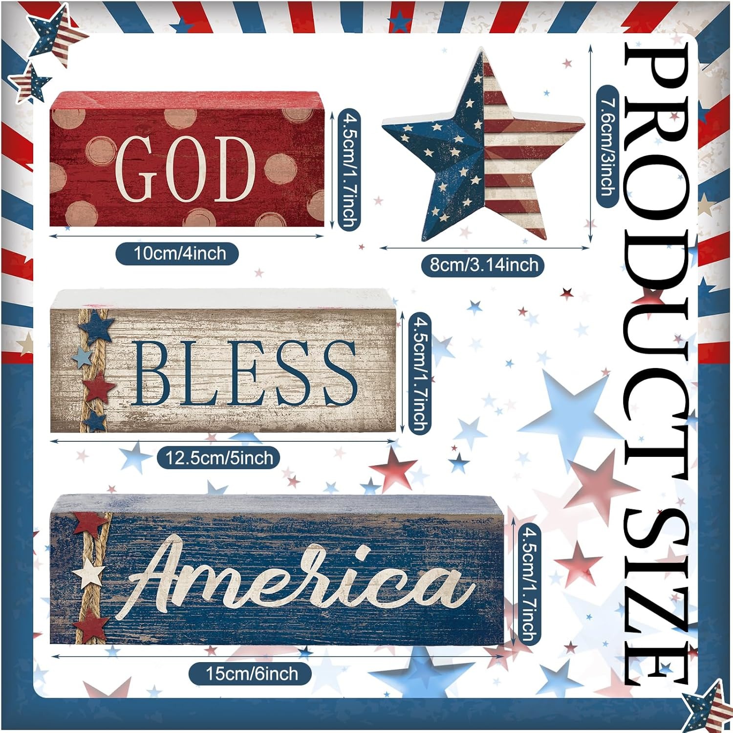 4 Pcs 4th of July Decorations Patriotic Tabletop Centerpiece