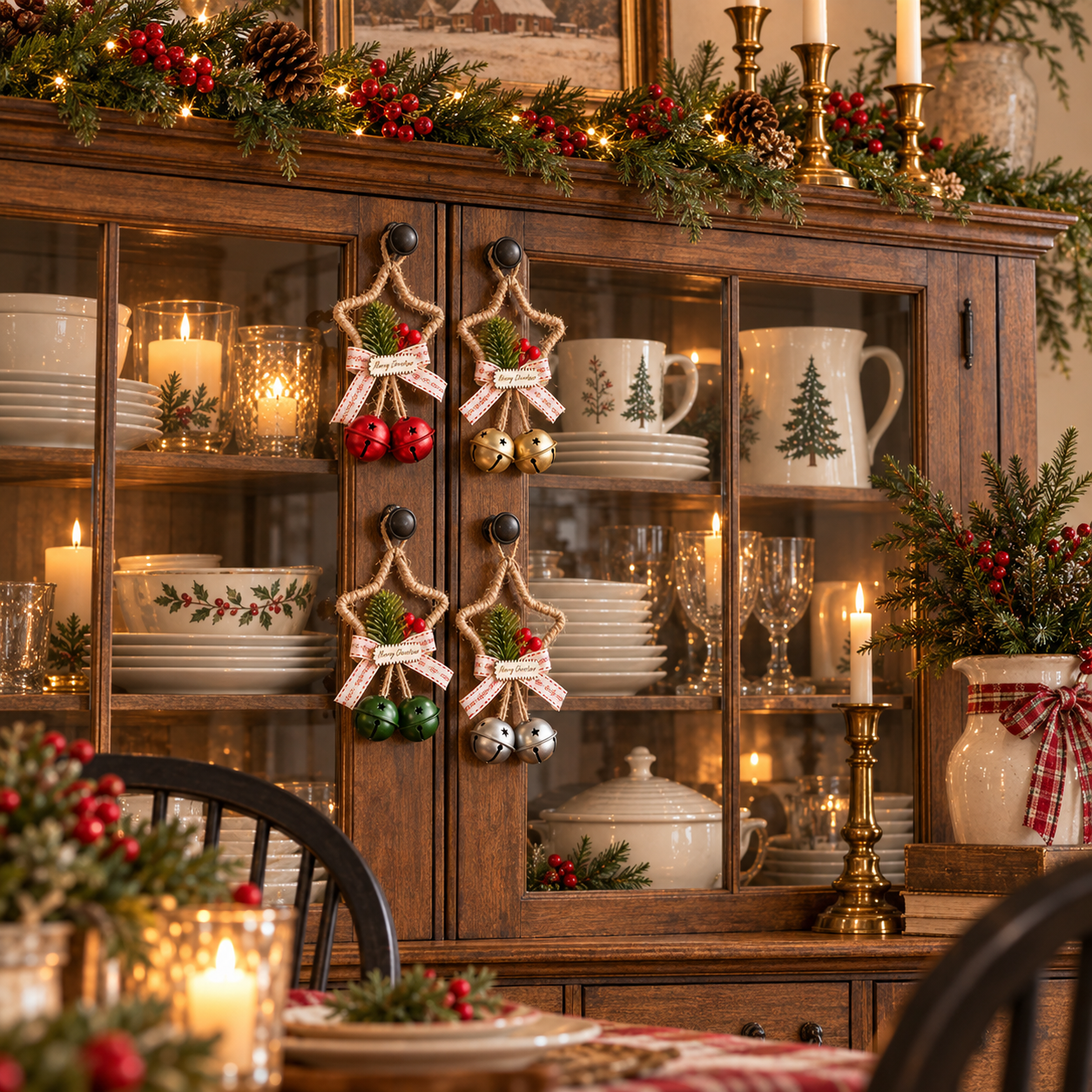 4-Piece Rustic Christmas Star Bell Hanging Ornaments