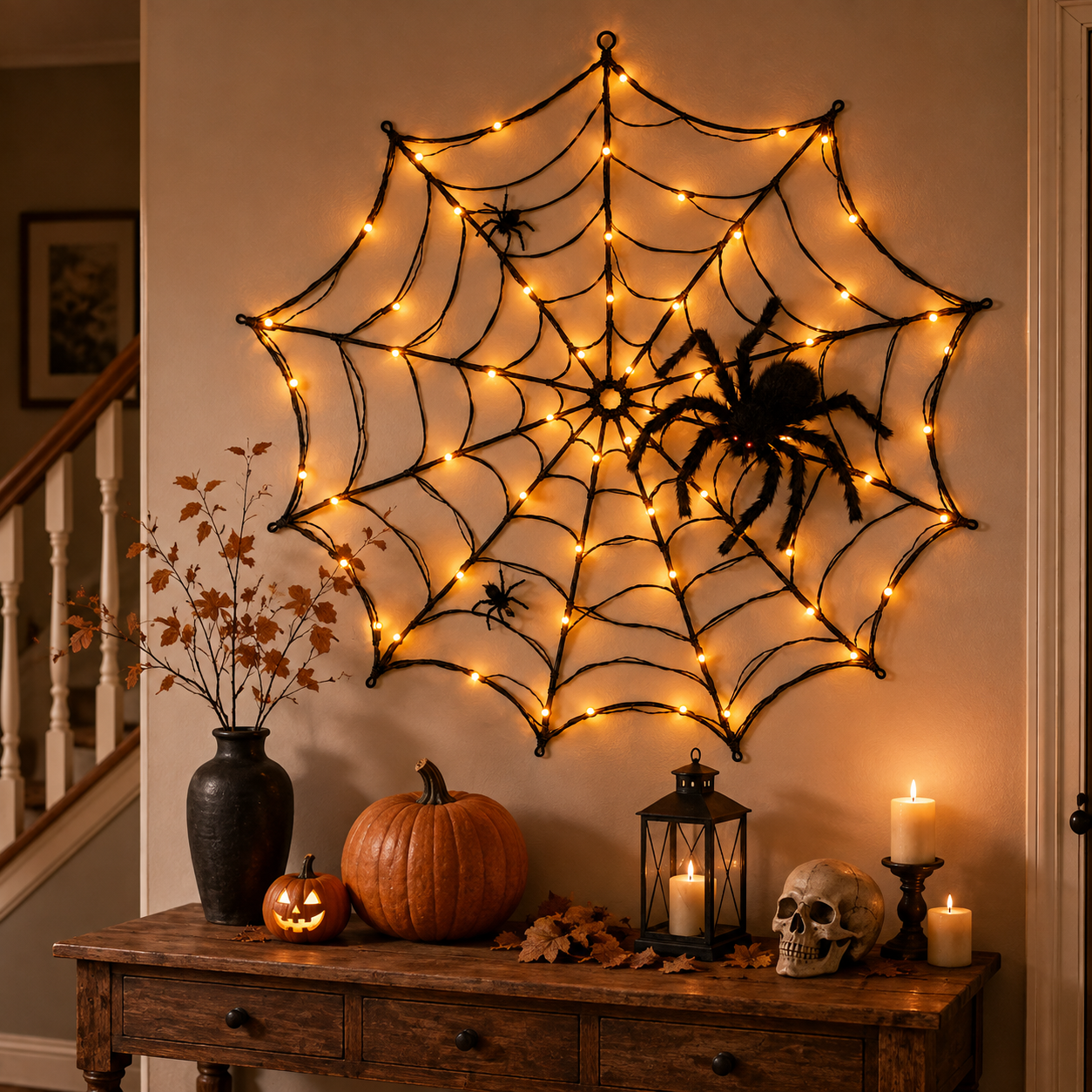 47.2" Lighted Halloween Spider Web