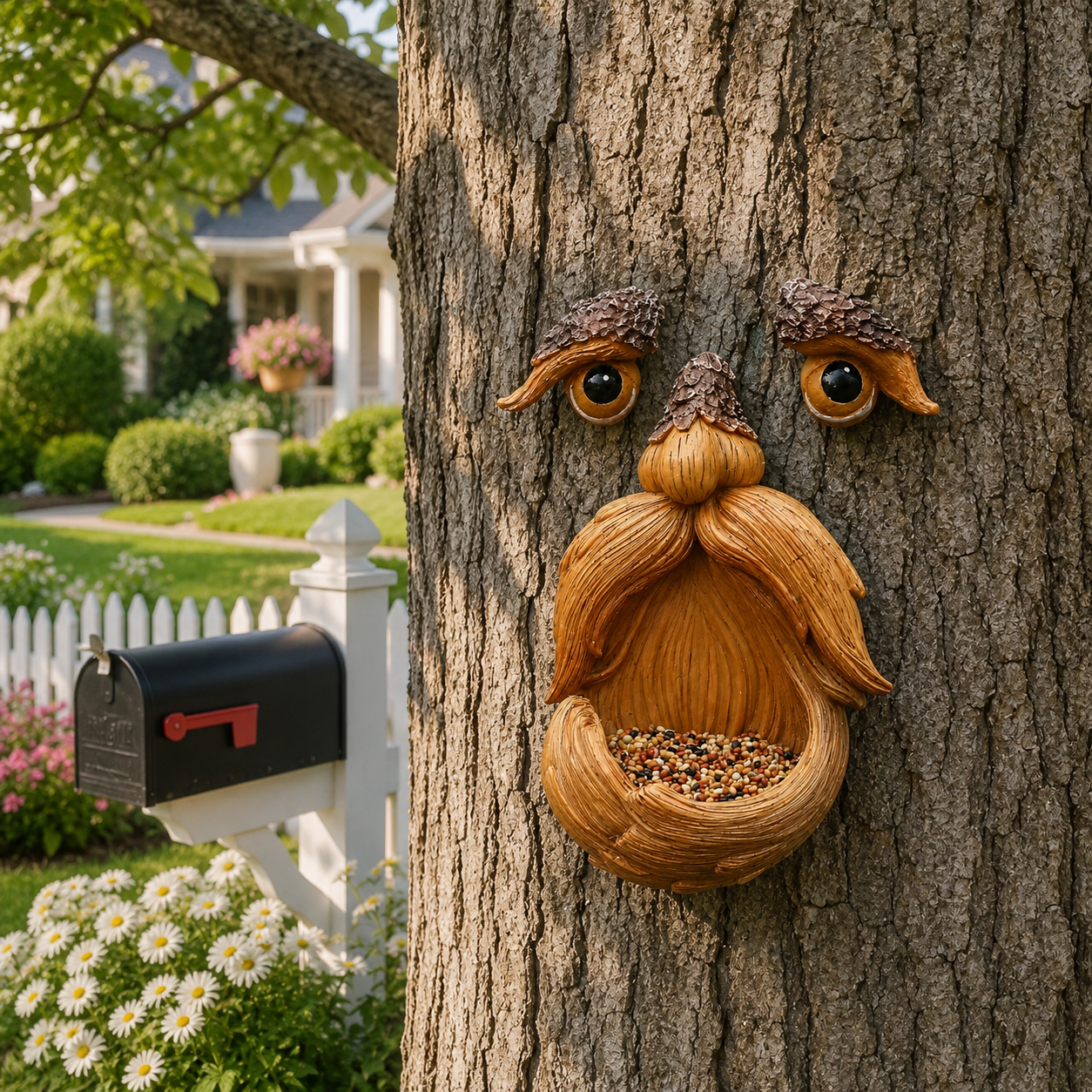 Whimsical Tree Face Bird Feeder