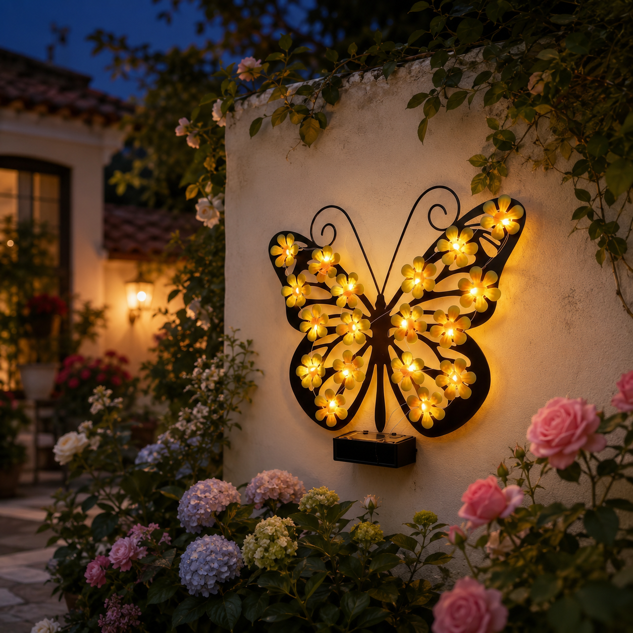 Solar Butterfly Wall Light Outdoor Decor