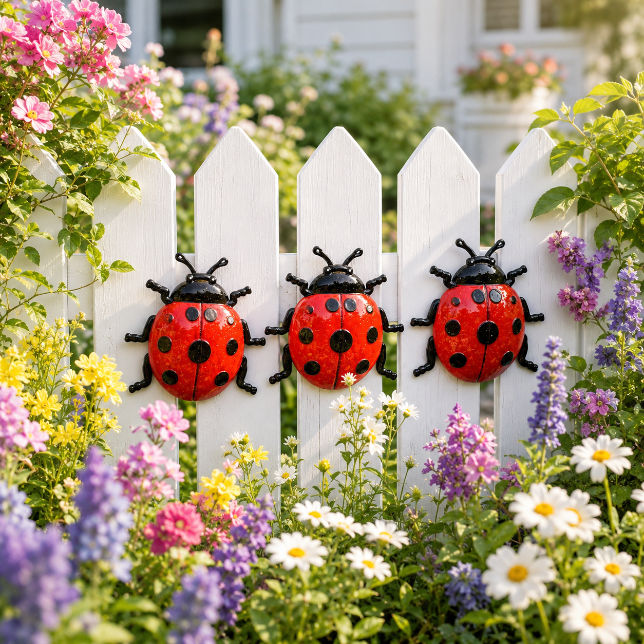 3 Pack Metal Ladybug Wall Decor