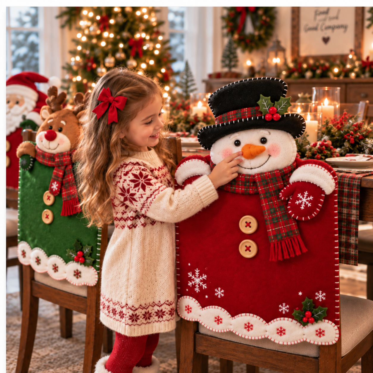 4 Pack Christmas Chair Back Covers