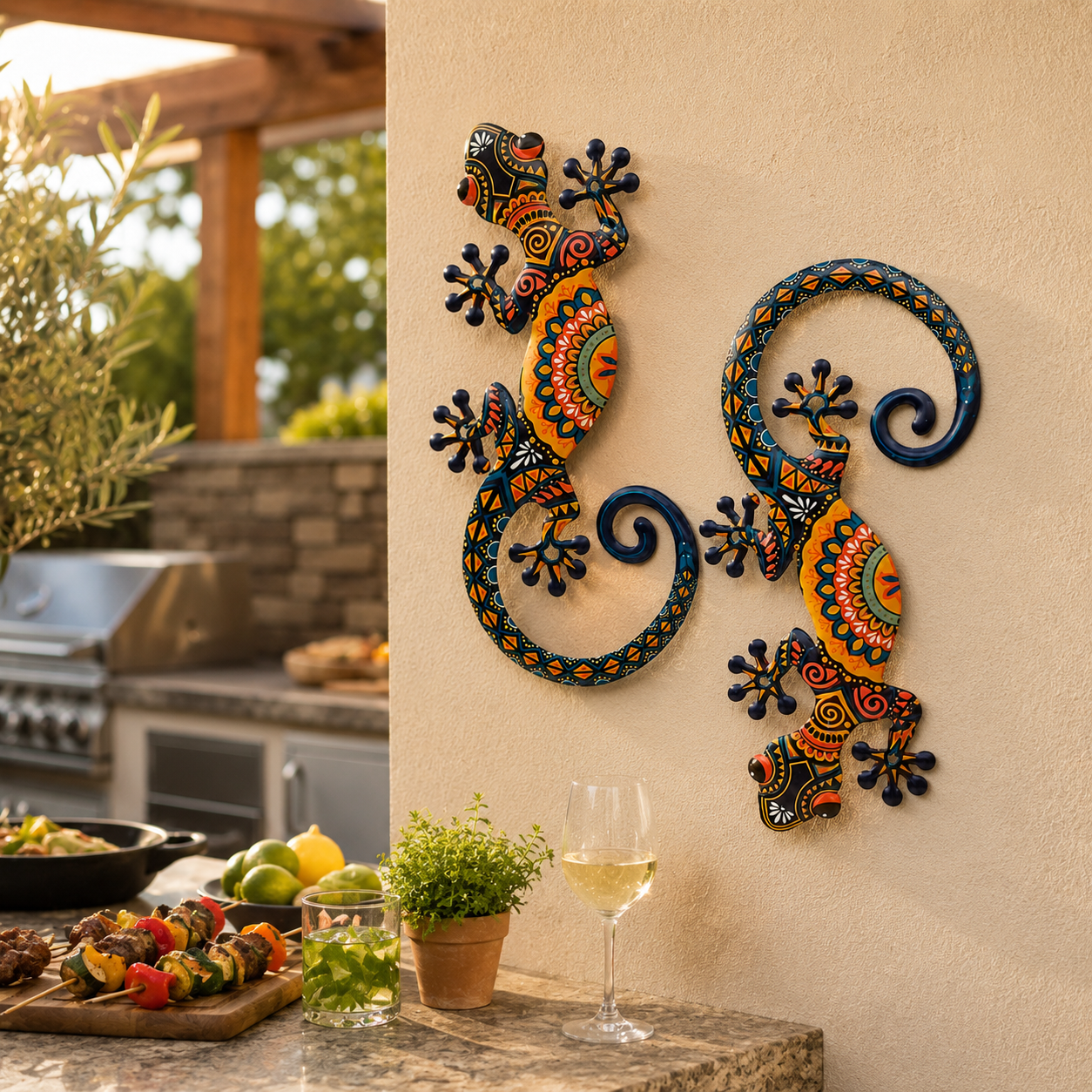 Metal Gecko Wall Decor Set of 2
